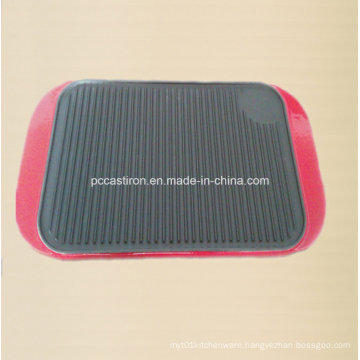 Preseasoned Cast Iron Griddle Plate with Enamel Handle Supplier